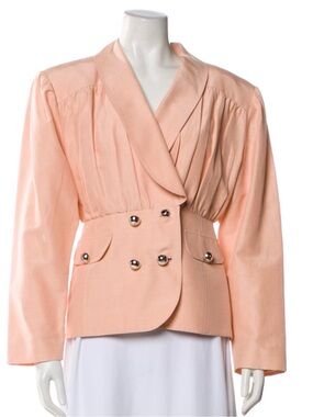 Alessandra Rich Peach Double-Breasted Blazer with Shawl Lapel